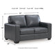 Miller Loveseat with Exposed Wooden Feet | Blue Leather-Faux Leather 62"