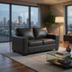 Miller Loveseat with Exposed Wooden Feet | Blue Leather-Faux Leather 62"