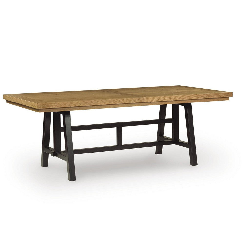 Dani Dining Extension Table with Trestle-Style Base | Black-Brown Wood 84-120"