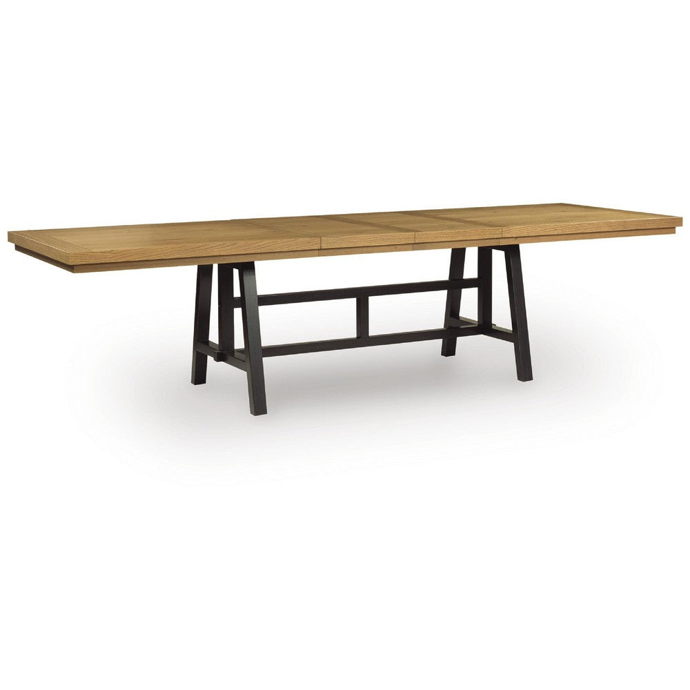Dani Dining Extension Table with Trestle-Style Base | Black-Brown Wood 84-120"