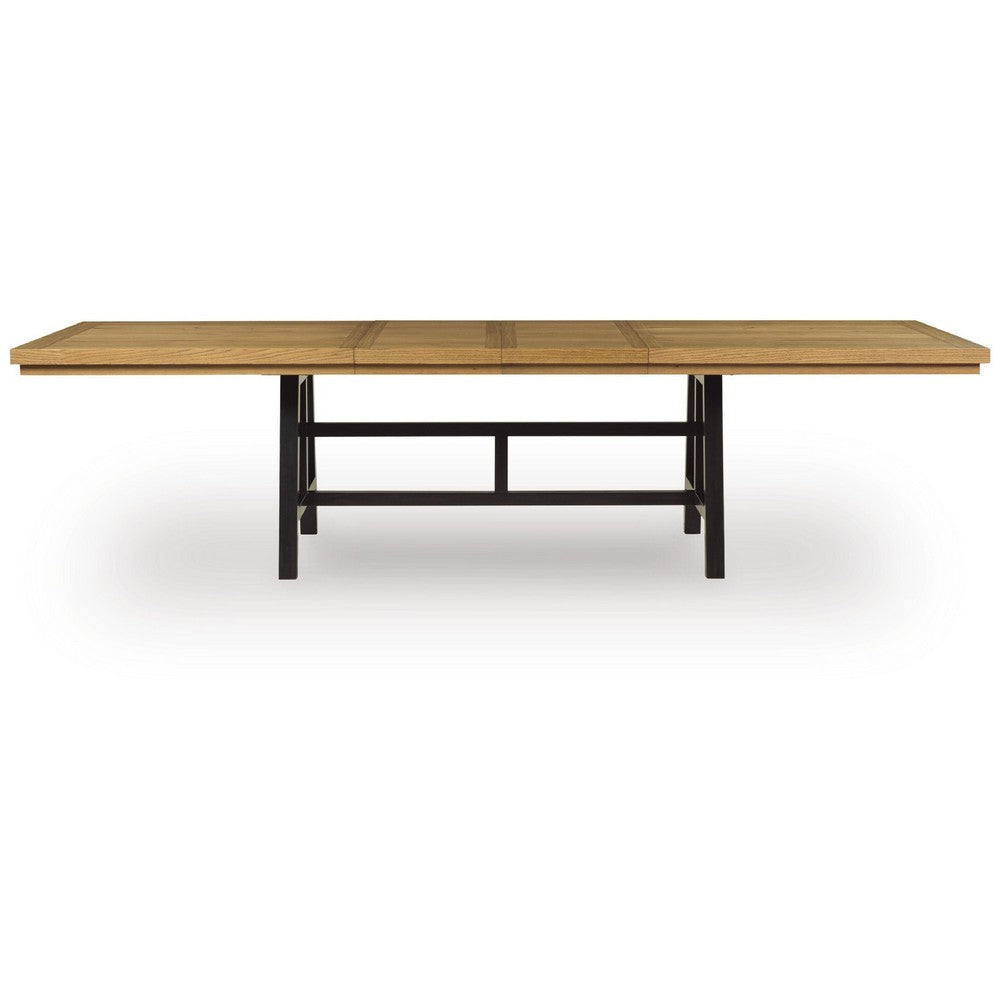 Dani Dining Extension Table with Trestle-Style Base | Black-Brown Wood 84-120"