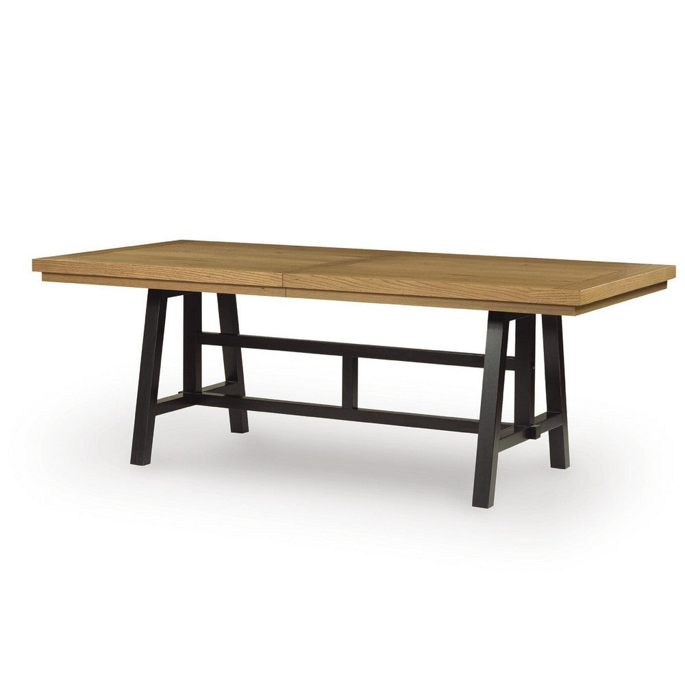 Dani Dining Extension Table with Trestle-Style Base | Black-Brown Wood 84-120"
