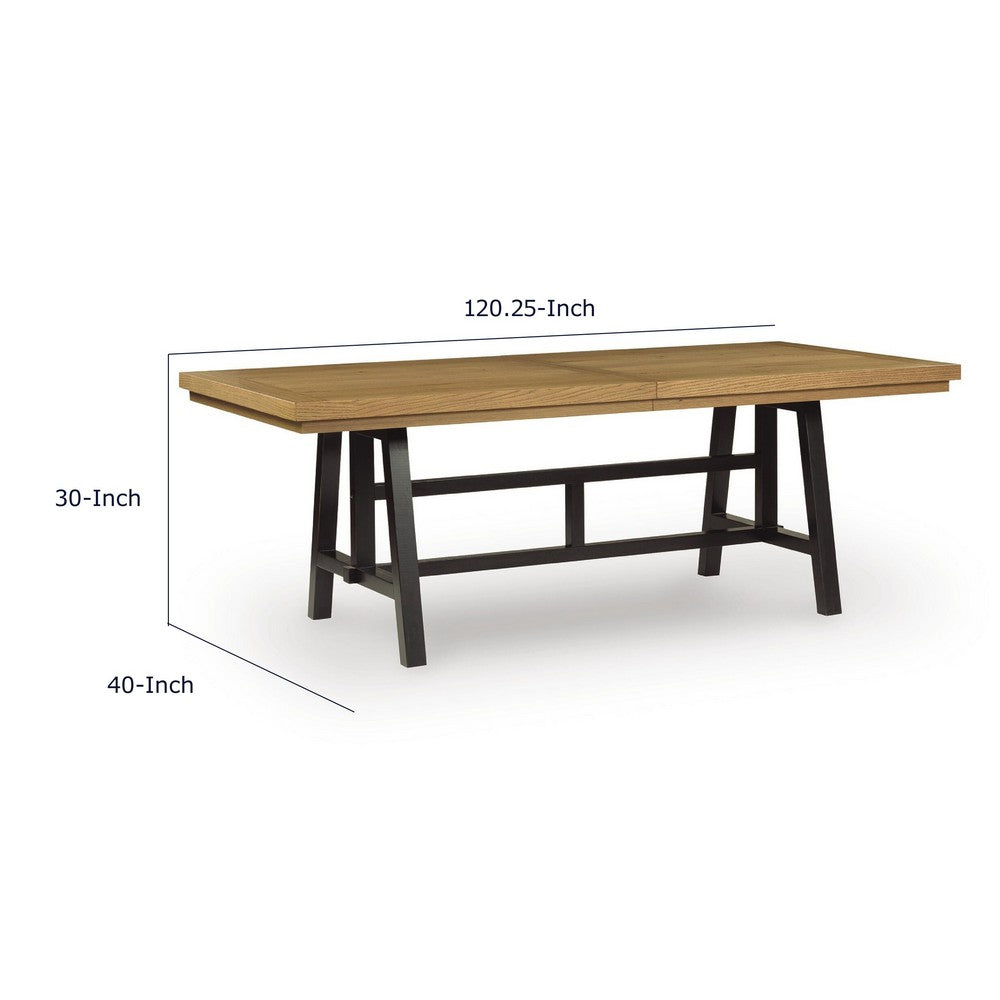 Dani Dining Extension Table with Trestle-Style Base | Black-Brown Wood 84-120"