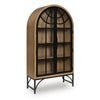 Gwen Arched Accent Cabinet with Glass Panel Doors | Natural-Black Wood 74"
