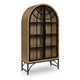Gwen Arched Accent Cabinet with Glass Panel Doors | Natural-Black Wood 74"