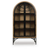 Gwen Arched Accent Cabinet with Glass Panel Doors | Natural-Black Wood 74"