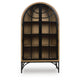 Gwen Arched Accent Cabinet with Glass Panel Doors | Natural-Black Wood 74"