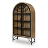 Gwen Arched Accent Cabinet with Glass Panel Doors | Natural-Black Wood 74"