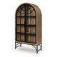 Gwen Arched Accent Cabinet with Glass Panel Doors | Natural-Black Wood 74"