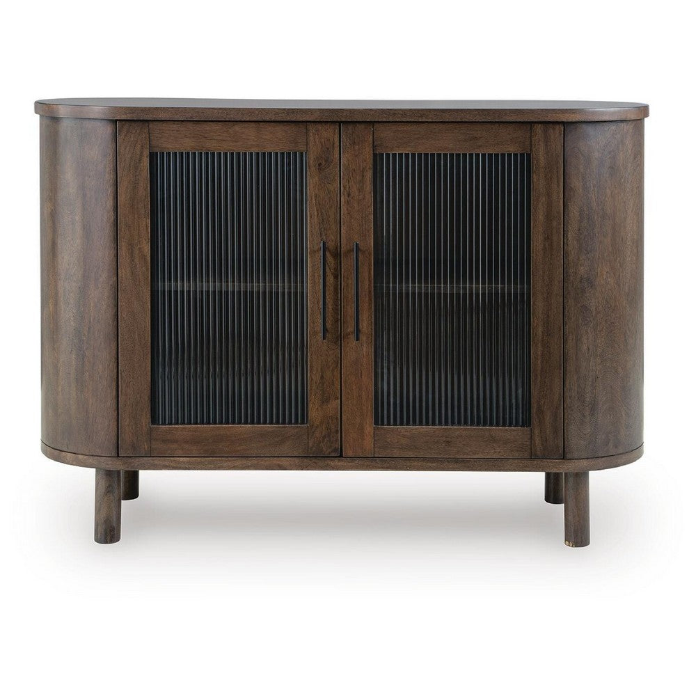 Maira Accent Cabinet with Fluted Glass Doors | Brown Mango Wood 48''