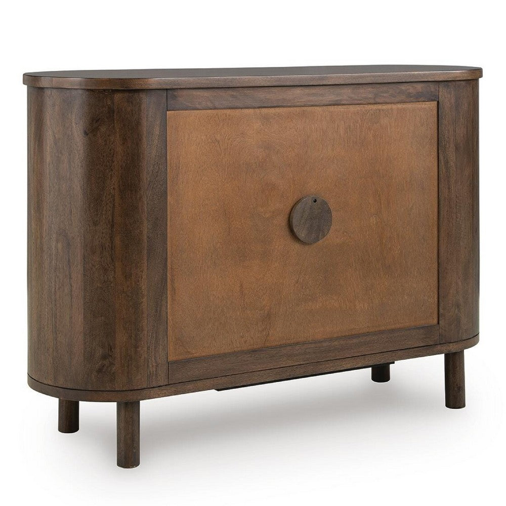 Maira Accent Cabinet with Fluted Glass Doors | Brown Mango Wood 48''