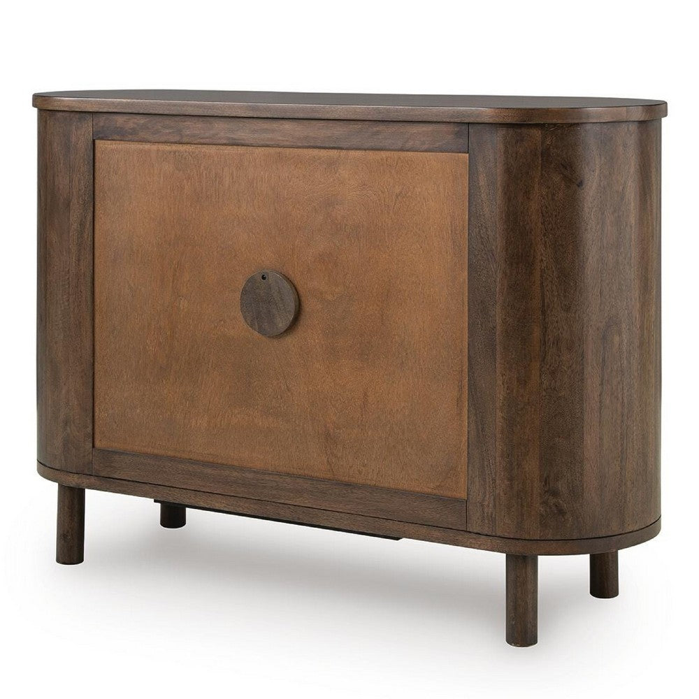 Maira Accent Cabinet with Fluted Glass Doors | Brown Mango Wood 48''