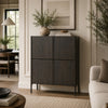 Orso Accent Cabinet with 4 Doors & Interior Shelves | Brown Wood 52"