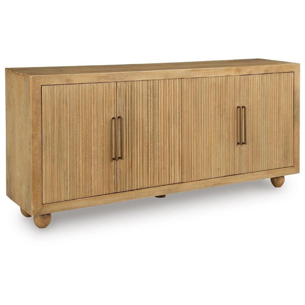 Nyara Accent Cabinet | Fluted Doors and Storage | Antique Beige Wood 68"