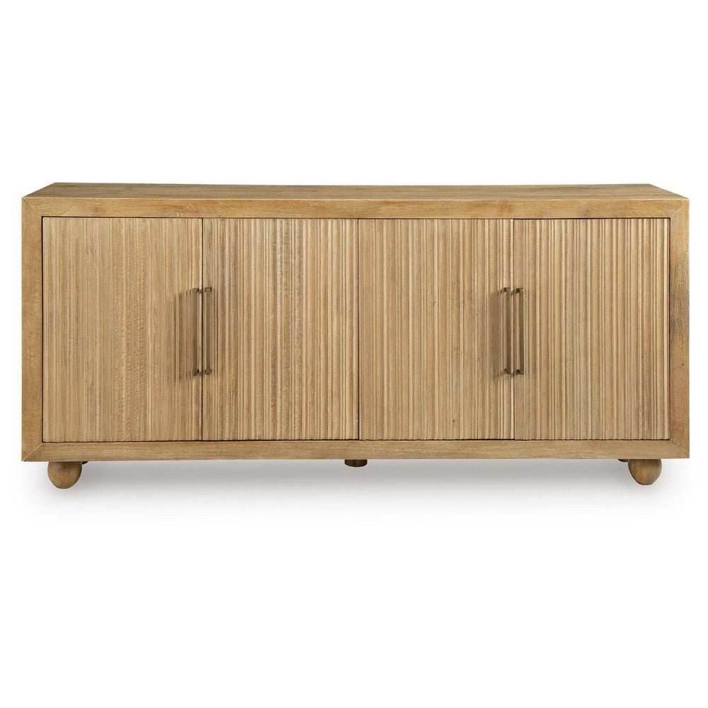 Nyara Accent Cabinet | Fluted Doors and Storage | Antique Beige Wood 68"