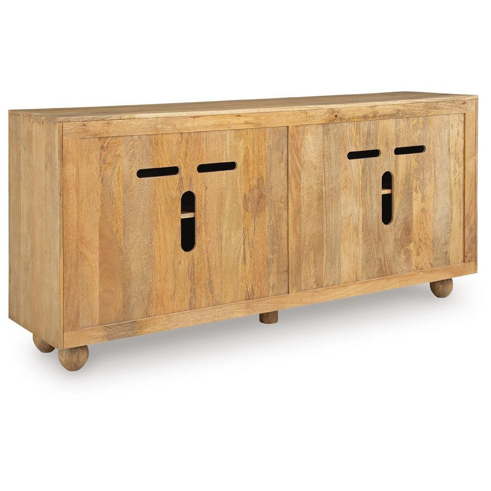 Nyara Accent Cabinet | Fluted Doors and Storage | Antique Beige Wood 68"