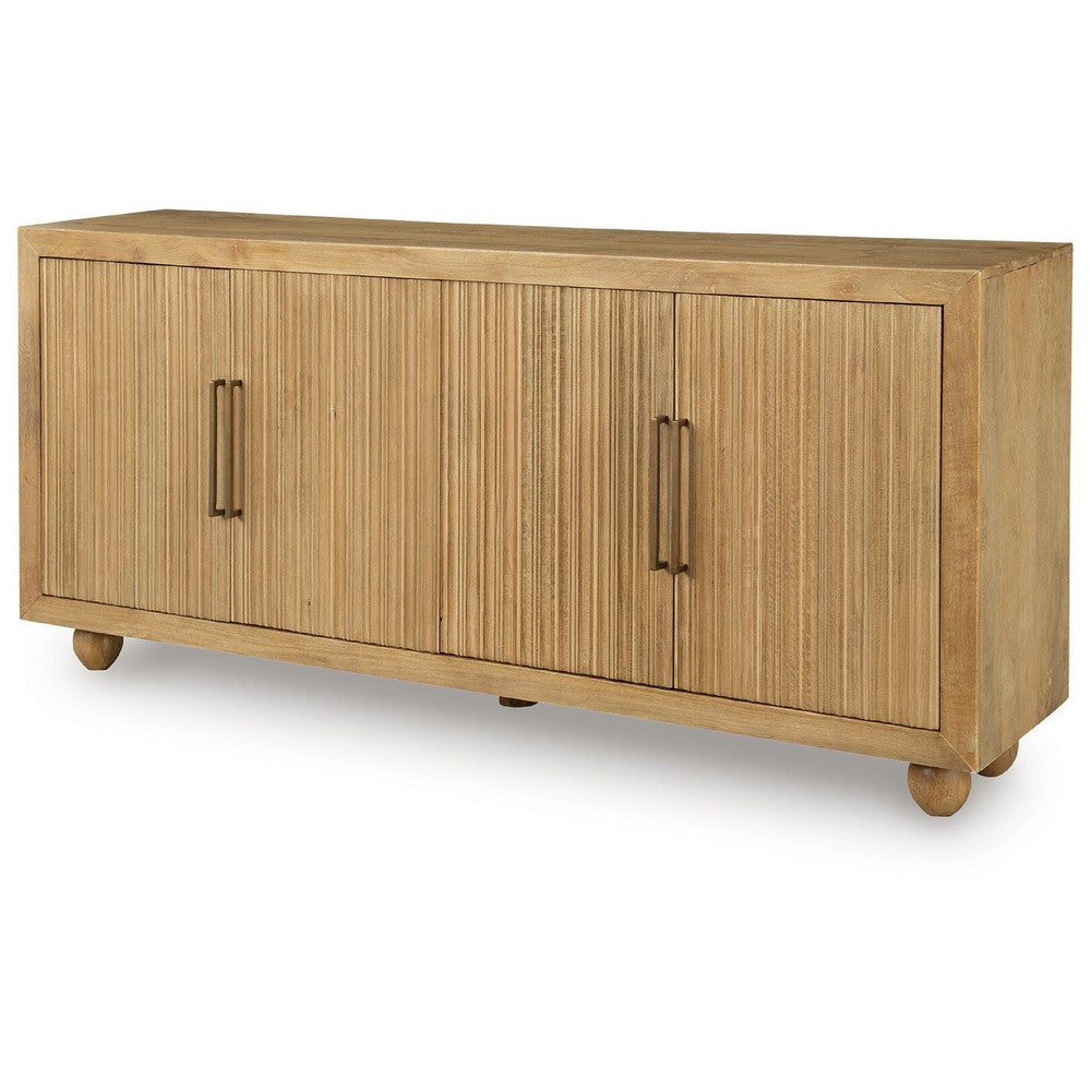 Nyara Accent Cabinet | Fluted Doors and Storage | Antique Beige Wood 68"