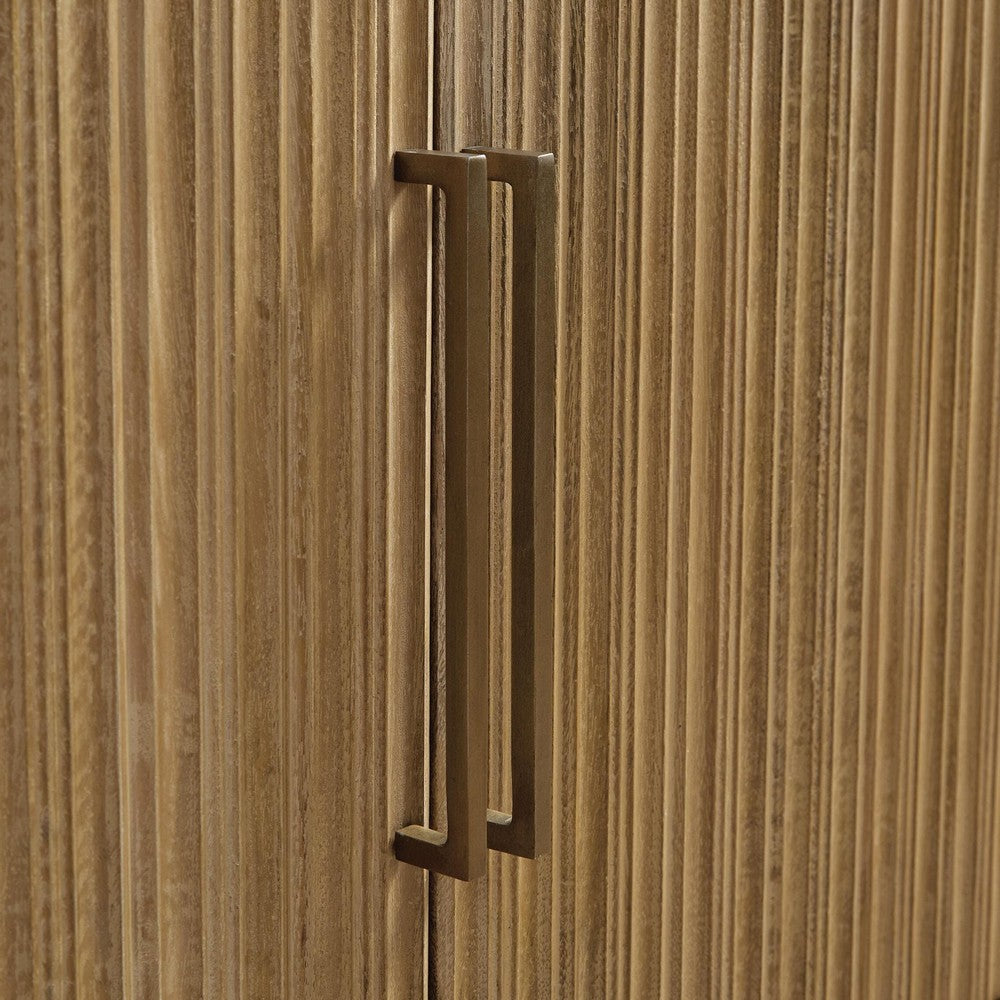 Nyara Accent Cabinet | Fluted Doors and Storage | Antique Beige Wood 68"