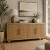 Nyara Accent Cabinet | Fluted Doors and Storage | Antique Beige Wood 68"