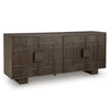 Zelma Geometric Accent Cabinet with 4 Doors Storage | Dark Brown Wood 68"
