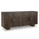 Zelma Geometric Accent Cabinet with 4 Doors Storage | Dark Brown Wood 68"