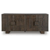 Zelma Geometric Accent Cabinet with 4 Doors Storage | Dark Brown Wood 68"