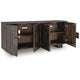 Zelma Geometric Accent Cabinet with 4 Doors Storage | Dark Brown Wood 68"