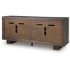 Zelma Geometric Accent Cabinet with 4 Doors Storage | Dark Brown Wood 68"