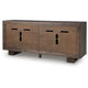 Zelma Geometric Accent Cabinet with 4 Doors Storage | Dark Brown Wood 68"