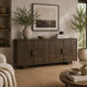 Zelma Geometric Accent Cabinet with 4 Doors Storage | Dark Brown Wood 68"