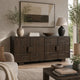 Zelma Geometric Accent Cabinet with 4 Doors Storage | Dark Brown Wood 68"