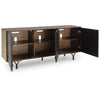 Monty Starburst Accent Cabinet | Metal Legs | Storage | Gray-Brown Wood 64"
