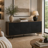 Monty Starburst Accent Cabinet | Metal Legs | Storage | Gray-Brown Wood 64"