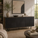 Monty Starburst Accent Cabinet | Metal Legs | Storage | Gray-Brown Wood 64"