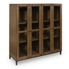 Recca Accent Cabinet | Glass Doors | Adjustable Shelves | Gray-Brown Wood 50"