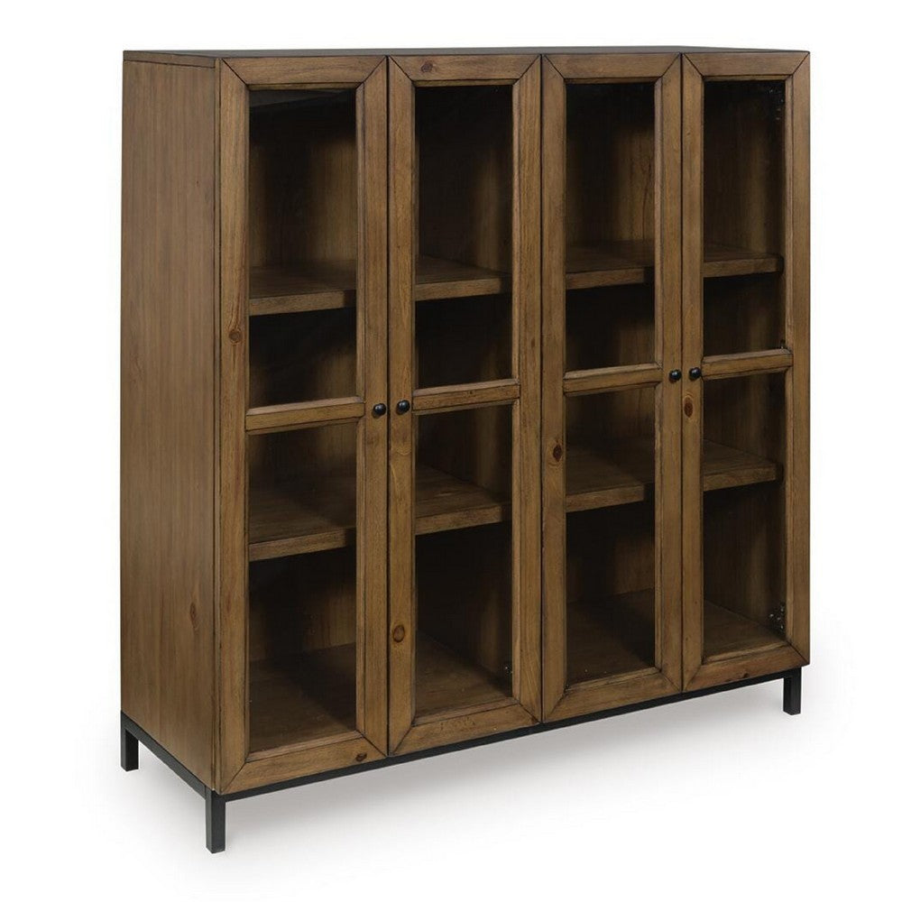 Recca Accent Cabinet | Glass Doors | Adjustable Shelves | Gray-Brown Wood 50"