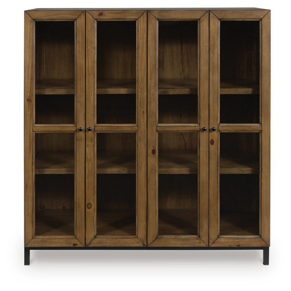 Recca Accent Cabinet | Glass Doors | Adjustable Shelves | Gray-Brown Wood 50"