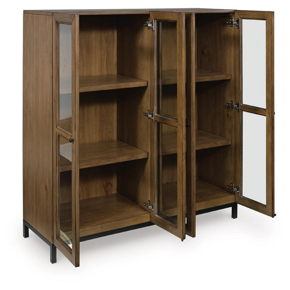 Recca Accent Cabinet | Glass Doors | Adjustable Shelves | Gray-Brown Wood 50"