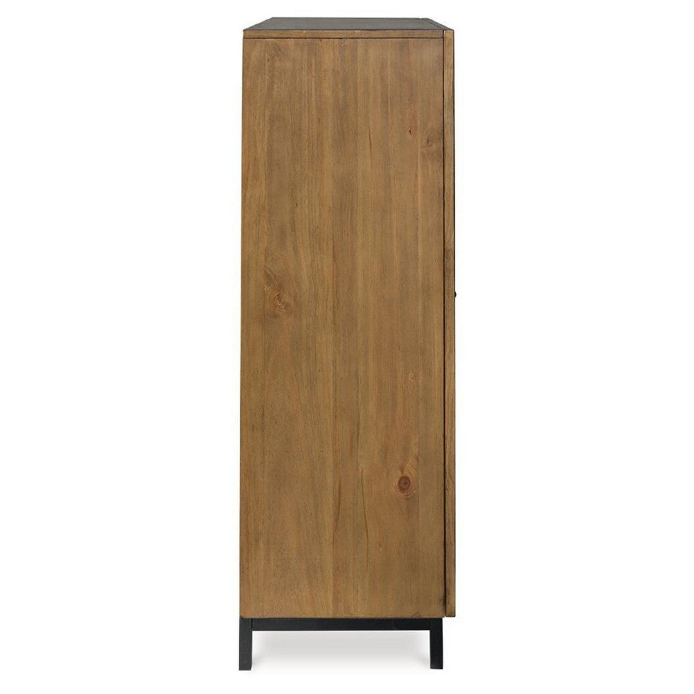 Recca Accent Cabinet | Glass Doors | Adjustable Shelves | Gray-Brown Wood 50"