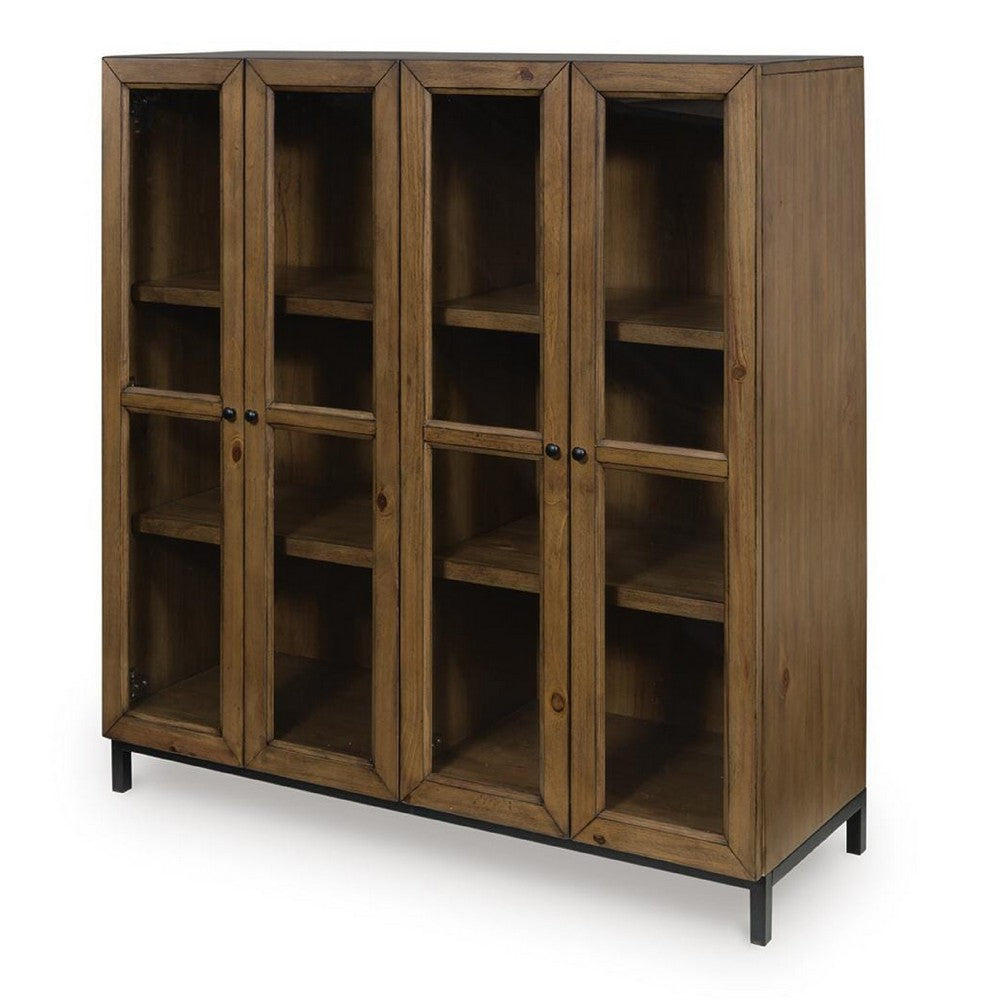 Recca Accent Cabinet | Glass Doors | Adjustable Shelves | Gray-Brown Wood 50"