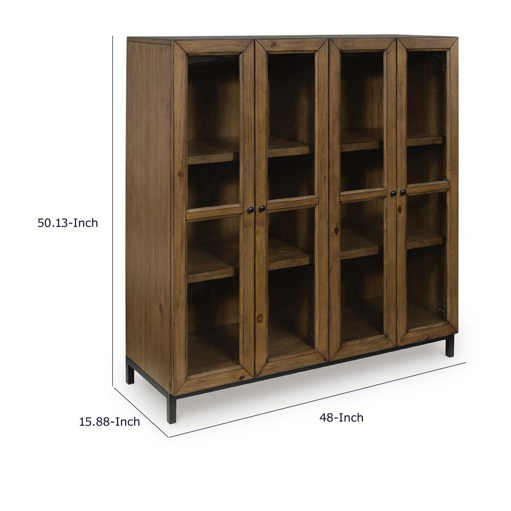 Recca Accent Cabinet | Glass Doors | Adjustable Shelves | Gray-Brown Wood 50"