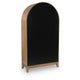 Deno Arched Accent Cabinet with Glass Doors | Natural Brown-Black Wood 74"