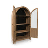 Deno Arched Accent Cabinet with Glass Doors | Natural Brown-Black Wood 74"