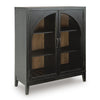 Arnie Bar Cabinet with Shelves | Arched Glass Doors | Black Brown Wood 48"