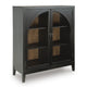 Arnie Bar Cabinet with Shelves | Arched Glass Doors | Black Brown Wood 48"