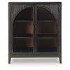Arnie Bar Cabinet with Shelves | Arched Glass Doors | Black Brown Wood 48"