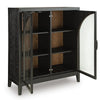 Arnie Bar Cabinet with Shelves | Arched Glass Doors | Black Brown Wood 48"
