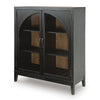 Arnie Bar Cabinet with Shelves | Arched Glass Doors | Black Brown Wood 48"