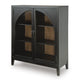 Arnie Bar Cabinet with Shelves | Arched Glass Doors | Black Brown Wood 48"