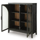 Arnie Bar Cabinet with Shelves | Arched Glass Doors | Black Brown Wood 48"
